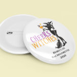 Bóton Redondo 10.16cm Cheers Witches Halloween Cocktail<br><div class="desc">Este design foi criado através da arte digital. Pode ser personalizado na área fornecida ou personalizado escolhendo o clique para personalizar a opção adicional e alterando o nome, as iniciais ou as palavras. Você também pode alterar a cor e o estilo do texto ou excluir o texto de um design...</div>