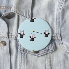 Bóton Redondo 10.16cm Coelhinho com um chapéu com uva mágica azul