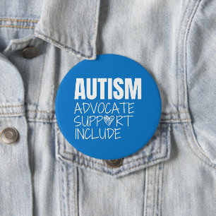 Bóton Redondo 10.16cm conscientização do autismo. advocate.support.inclu