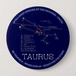 Bóton Redondo 10.16cm Constelação de Zodíaco Taurus