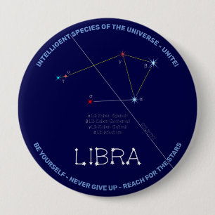 Bóton Redondo 10.16cm Constelação Zodiac Libra