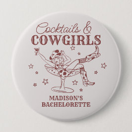 Bóton Redondo 10.16cm Coquetéis Burgundy e Favor de Despedida de Solteir