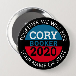 Bóton Redondo 10.16cm Cory Booker 2020 junto nós aumentaremos campanha