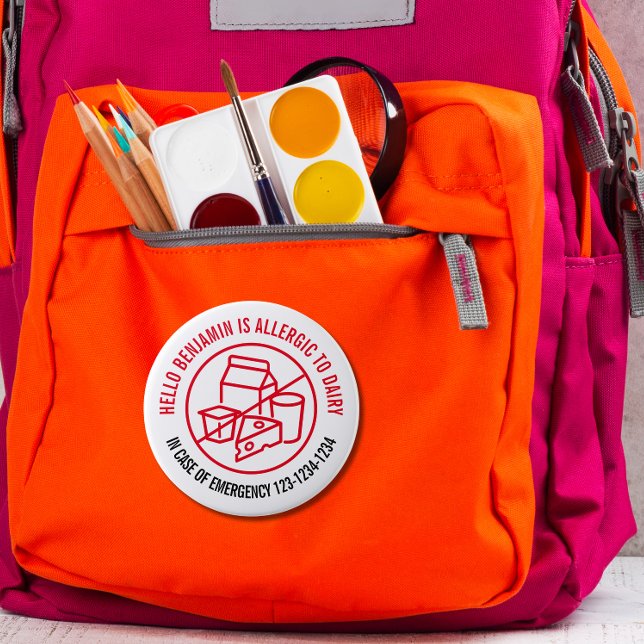 Bóton Redondo 10.16cm Crachá de alergia aos laticínios (Criador carregado)