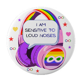 Bóton Redondo 10.16cm Crachá de Sensibilidade a Ruídos Sensory Badge Pin