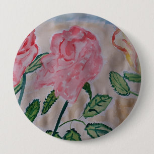 Bóton Redondo 10.16cm Crachá Rosa de Verão Abstrato