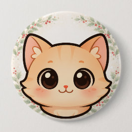 Bóton Redondo 10.16cm Cute Kawaii Cat Face Button