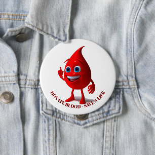 Bóton Redondo 10.16cm Dádiva de sangue, tipo sanguíneo