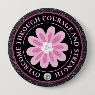 Bóton Redondo 10.16cm Design da Laço Rosa de Conscientização sobre o Cân