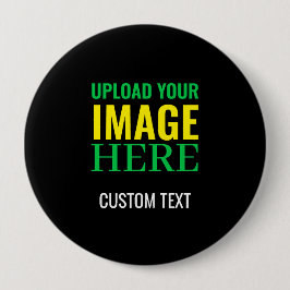Bóton Redondo 10.16cm Design de imagem e texto preto simples e editável 