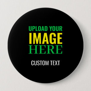 Bóton Redondo 10.16cm Design de imagem e texto preto simples e editável