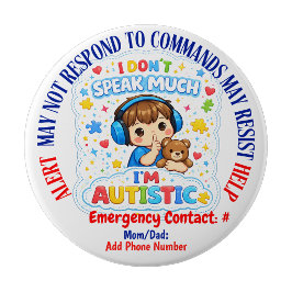 Bóton Redondo 10.16cm Distintivo de alfinete de alerta de Autismo Não Ve