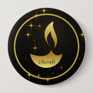 Bóton Redondo 10.16cm Diwali Light: Um sussurro em Diwali Dourado