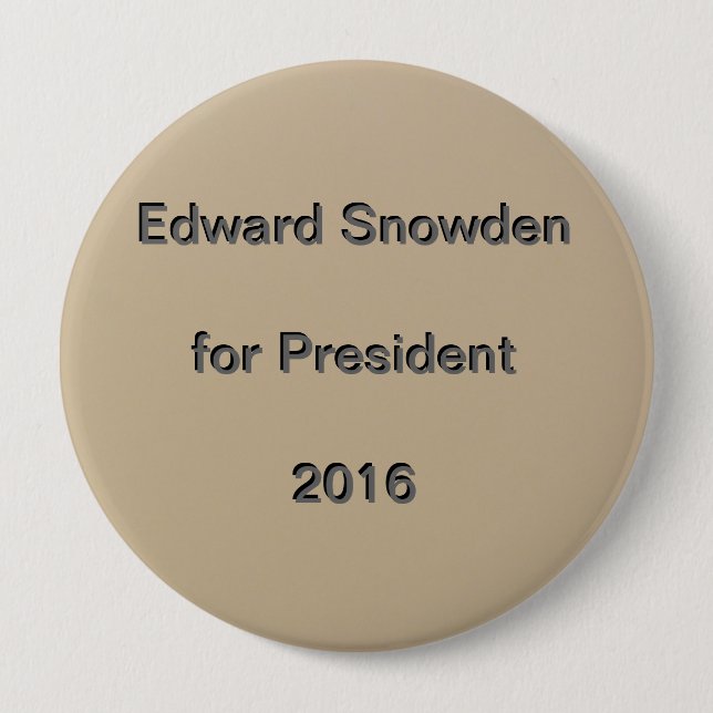 Bóton Redondo 10.16cm Edward Snowden para o presidente 2016 (Frente)
