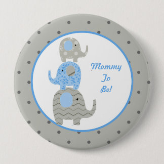 Bóton Redondo 10.16cm Elefante azul e cinzento mamães personalizadas a