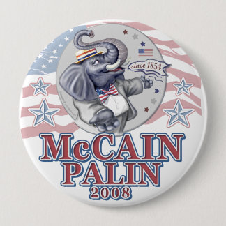 Bóton Redondo 10.16cm Elefante do republicano de McCain Palin