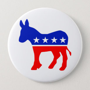 Bóton Redondo 10.16cm Emblema Político do Partido Democrático (Donkey)