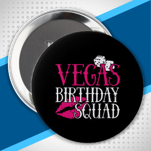 Bóton Redondo 10.16cm Esquadrão de Festas de aniversário de Las Vegas