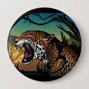 Bóton Redondo 10.16cm Estética da Selva com Jaguar Rosnando – Vida Selva