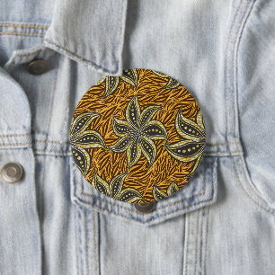 Bóton Redondo 10.16cm Estilo de Batik Floral Abstrato africano