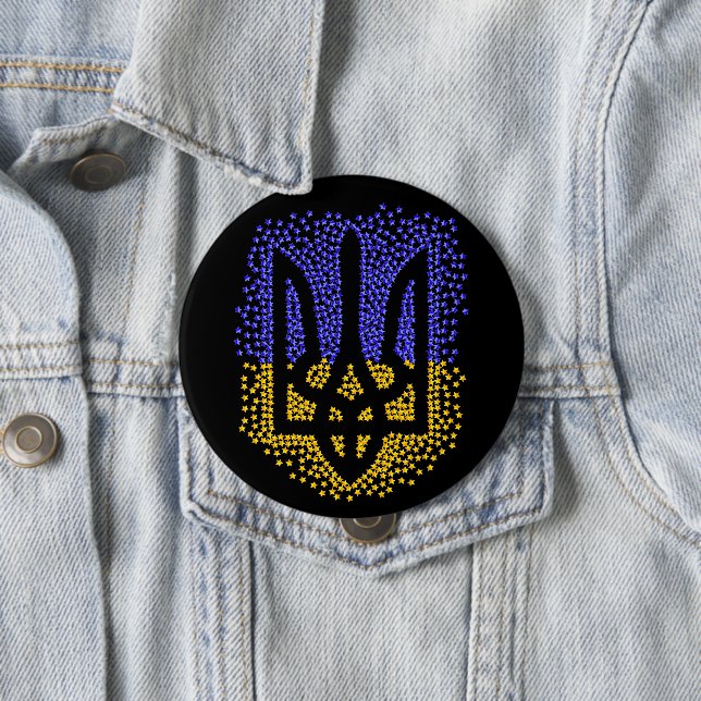 Bóton Redondo 10.16cm Estrelas ucranianas de dispersão de trizub (In Situ)