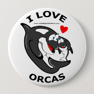 Bóton Redondo 10.16cm Eu amo o crachá do divertimento das orcas