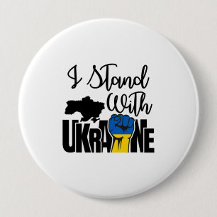 Bóton Redondo 10.16cm Eu Fico Com A Ucrânia   Solidariedade   Mapa da U