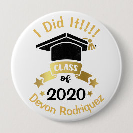 Bóton Redondo 10.16cm Eu fiz a turma de graduação de 2020 mudar o ano