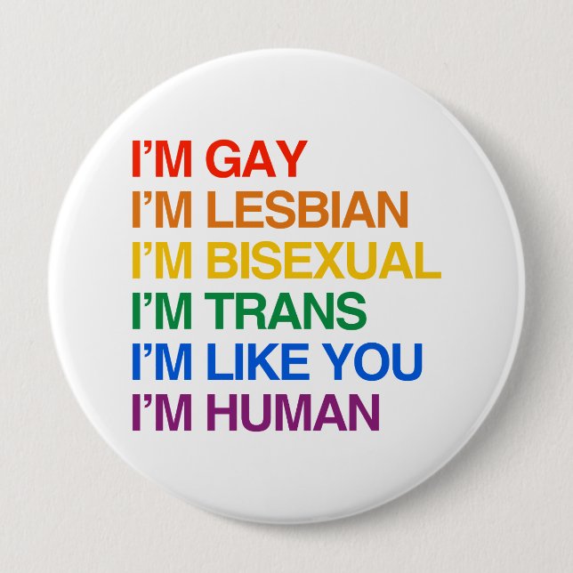 Bóton Redondo 10.16cm Eu sou GLBT que eu sou HUMANO (Frente)