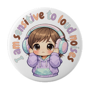 Bóton Redondo 10.16cm Eu Sou Sensível a Ruídos Badge Pin Sensory Badge