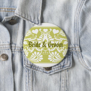Bóton Redondo 10.16cm Favor de casamento floral vintage branco