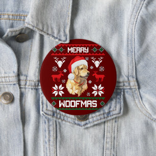 Bóton Redondo 10.16cm Feliz de Cachorro de Retriever de ouro Woofmas Suo