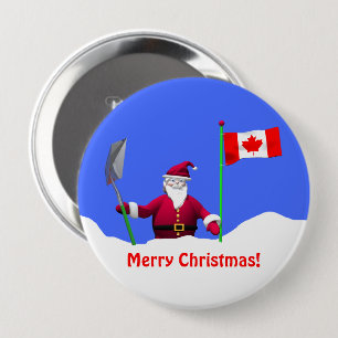 Bóton Redondo 10.16cm Feliz Papai noel de Natal no Canadá