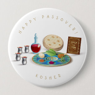 Bóton Redondo 10.16cm Feliz Passover Plate Kosher Pesach