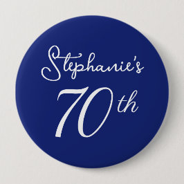Bóton Redondo 10.16cm Festa de aniversário Marinho Elegante de 70 azul m
