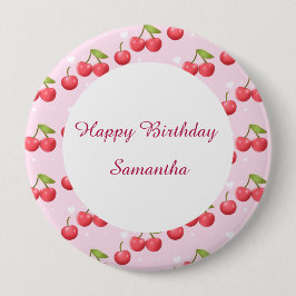 Bóton Redondo 10.16cm Festa de primeiro aniversario de Cereja