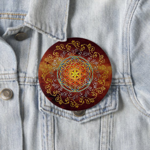 Bóton Redondo 10.16cm Flor da Vida - Mandala de Ornamentos Vintage 1