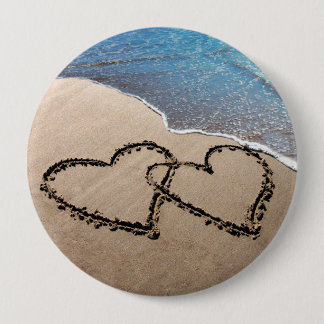 Bóton Redondo 10.16cm Forever Adora Dois Corações Em Sand Beach Button P