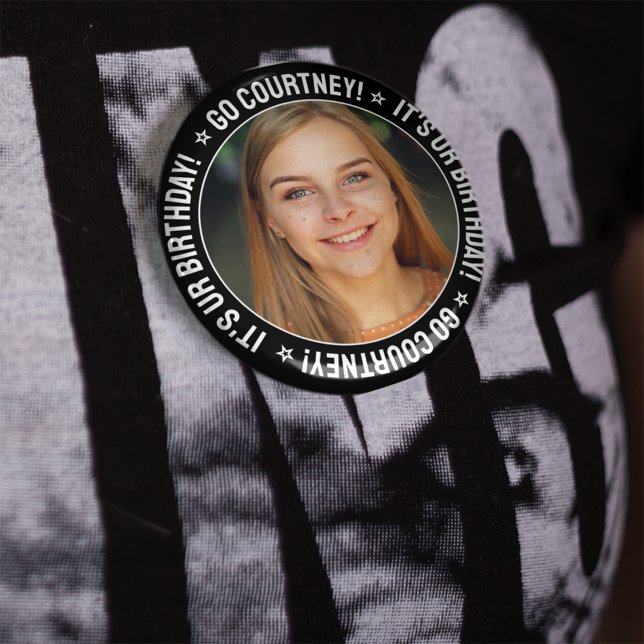 Bóton Redondo 10.16cm Foto De Aniversário Faça Sua Própria Personalizaçã (Criador carregado)