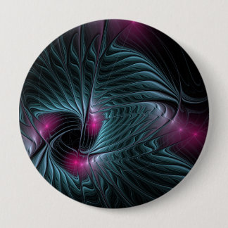 Bóton Redondo 10.16cm Fractal de Fantasia Colorida abstrato