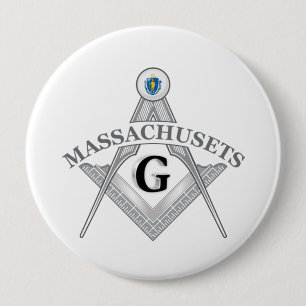 Bóton Redondo 10.16cm Freemasonry, Loja do Estado de Massachusetts
