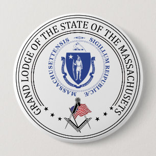Bóton Redondo 10.16cm Freemasonry, Loja do Estado de Massachusetts