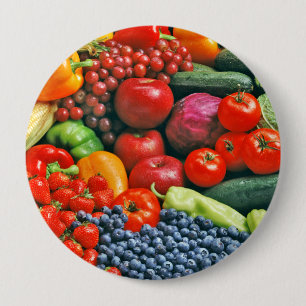 Bóton Redondo 10.16cm fruta & vegetais