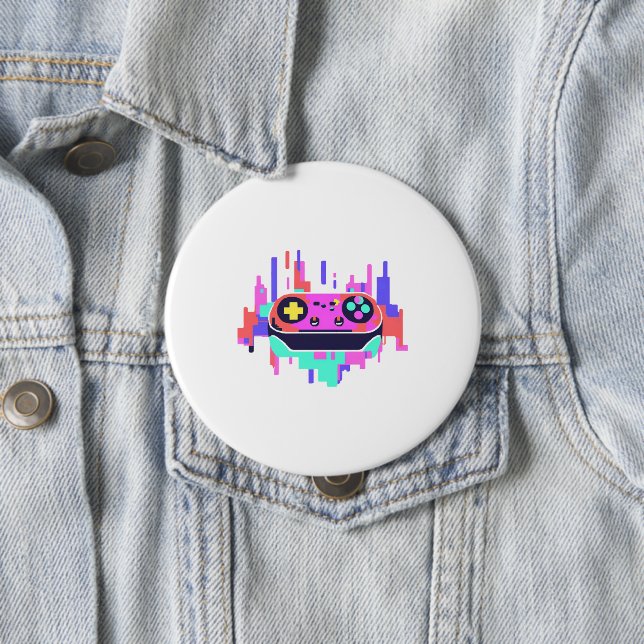 Bóton Redondo 10.16cm Gaming controller pixelated badge rond 10cm (In Situ)