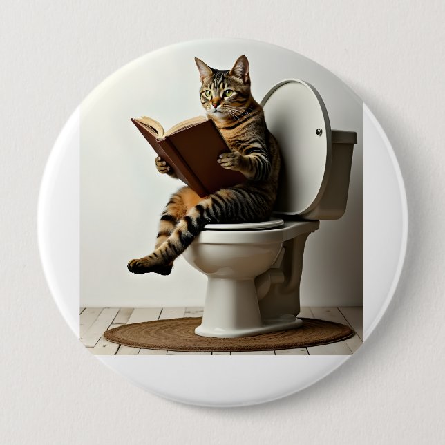 Bóton Redondo 10.16cm Gato Feliz: Design de Gatinhos Gons Bonitos para G (Frente)