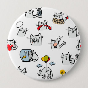 Bóton Redondo 10.16cm Gatos engraçados, leite e magia.