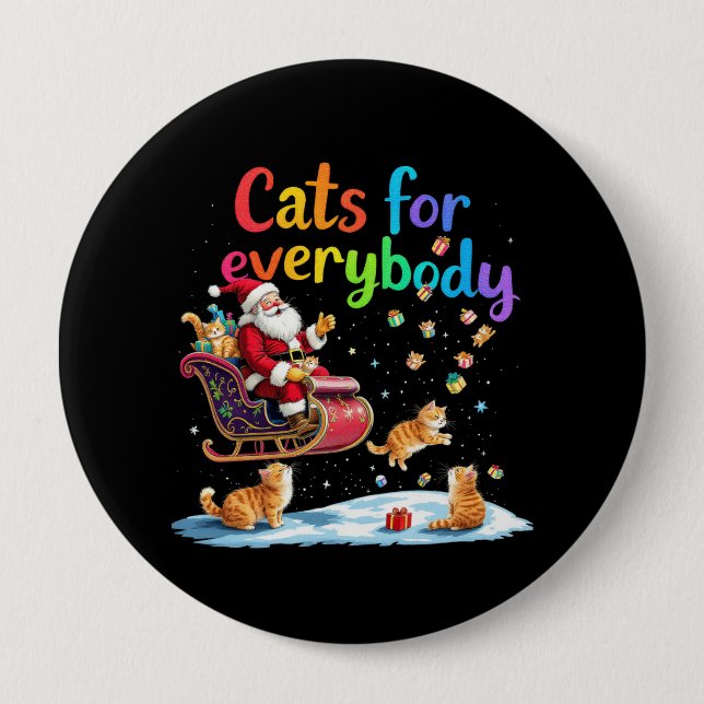 Bóton Redondo 10.16cm Gatos Para Todos Design De Natal Feio (Frente)