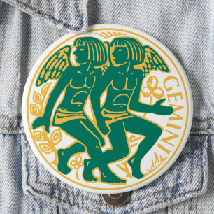 Bóton Redondo 10.16cm Gemini Sinal do Zodíaco em um