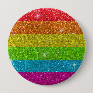 Bóton Redondo 10.16cm Glitter Arco-Íris Sinalizador Casamento