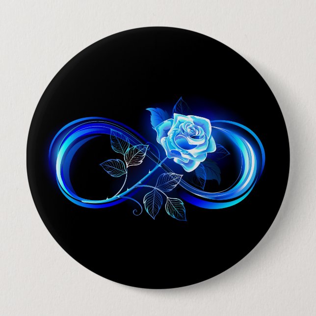 Bóton Redondo 10.16cm Glowing infinity with blue rose (Frente)